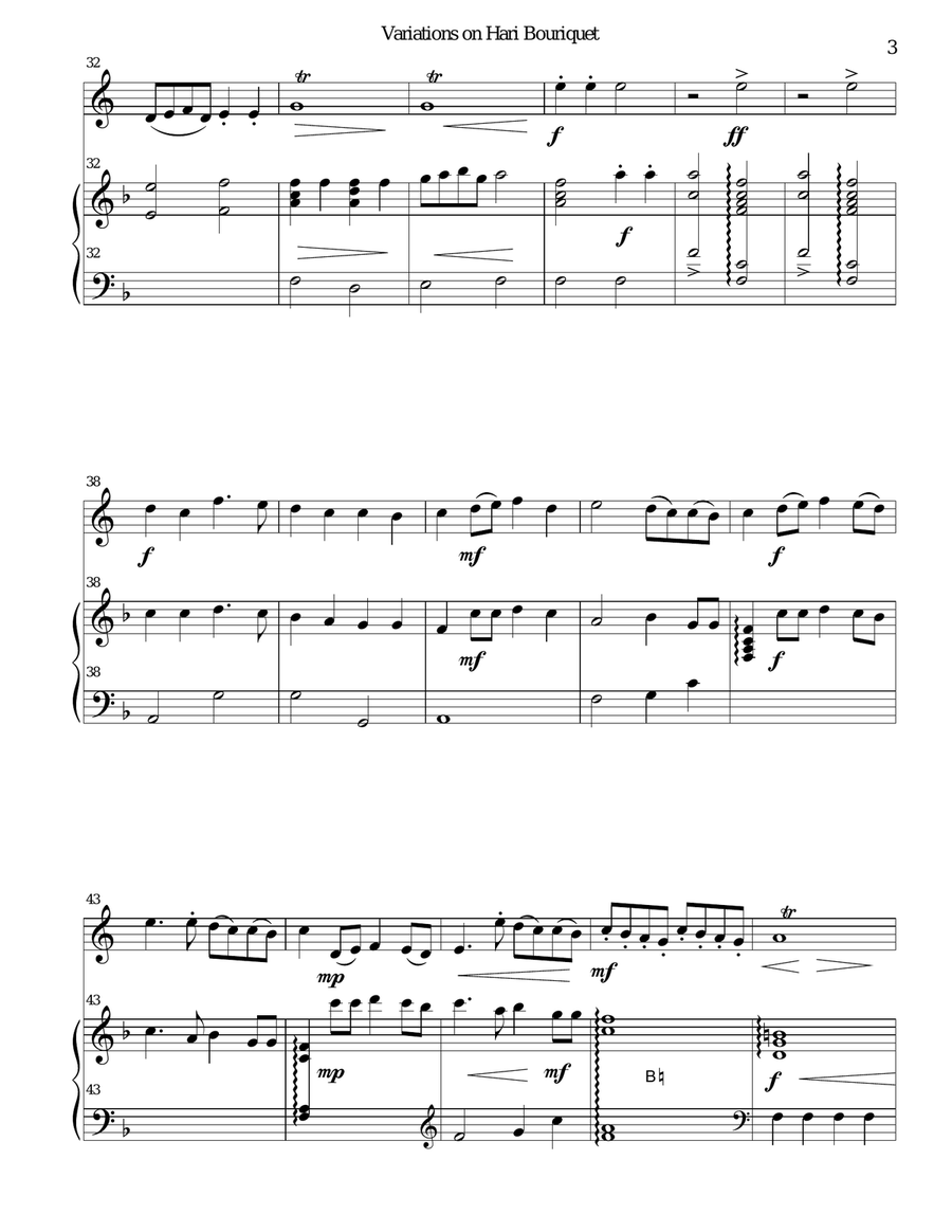 Variations on Hari Bouriquet for cor anglais and harp English Horn scores gallery preview page 3