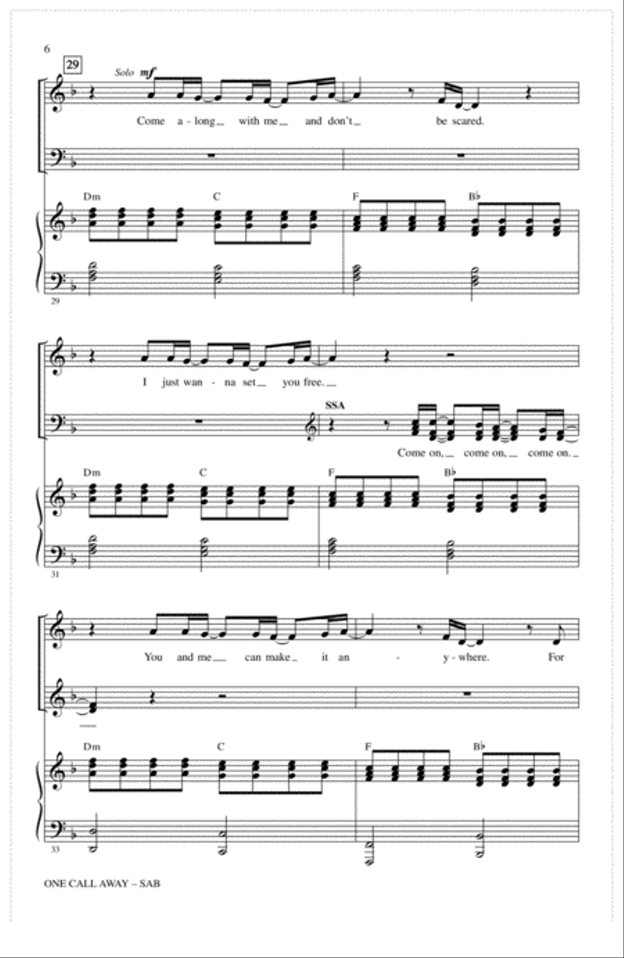 One Call Away 3-Part scores gallery preview page 5
