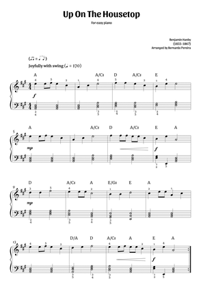 Up On The Housetop (easy piano in A major – with chords)