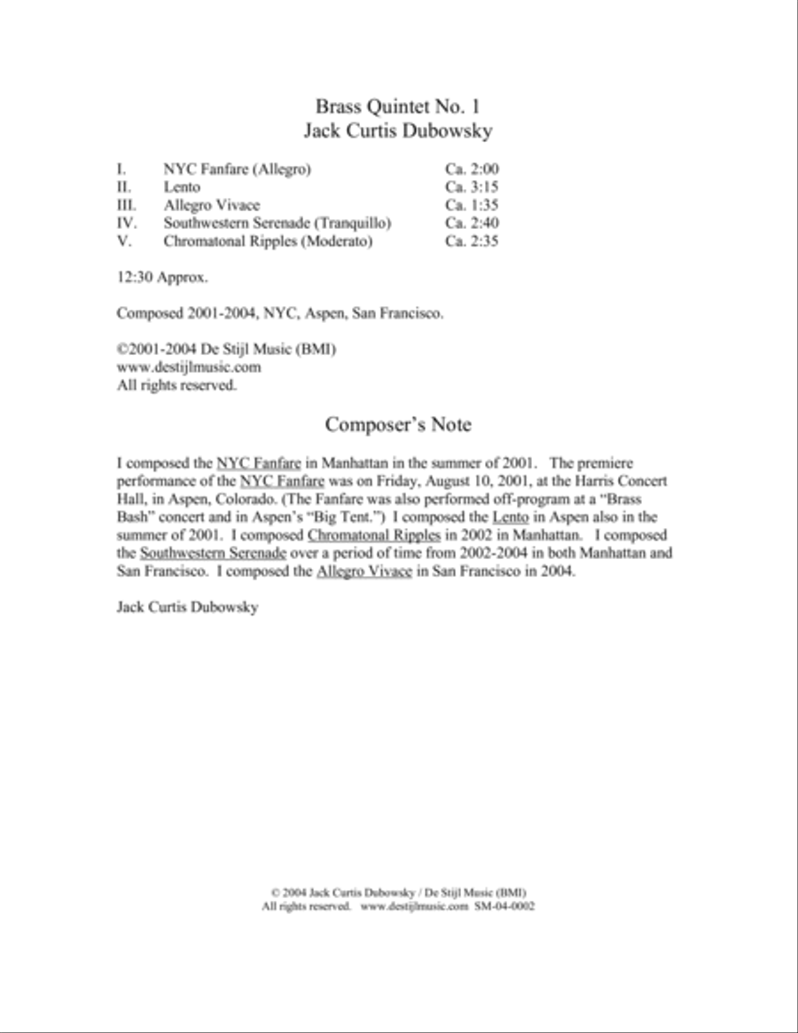 Brass Quintet No.1 Brass Quintet scores gallery preview page 2