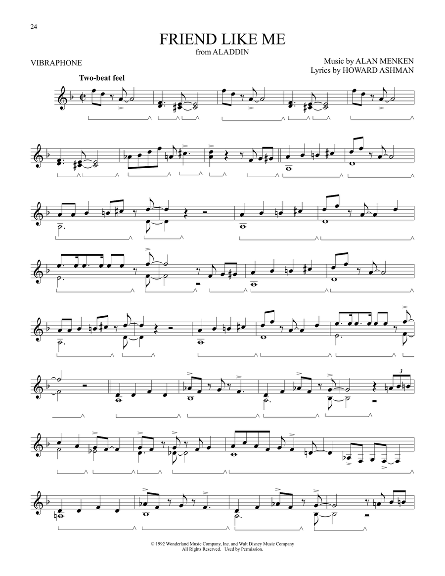 Friend Like Me (from Aladdin) Vibraphone scores gallery preview page 1