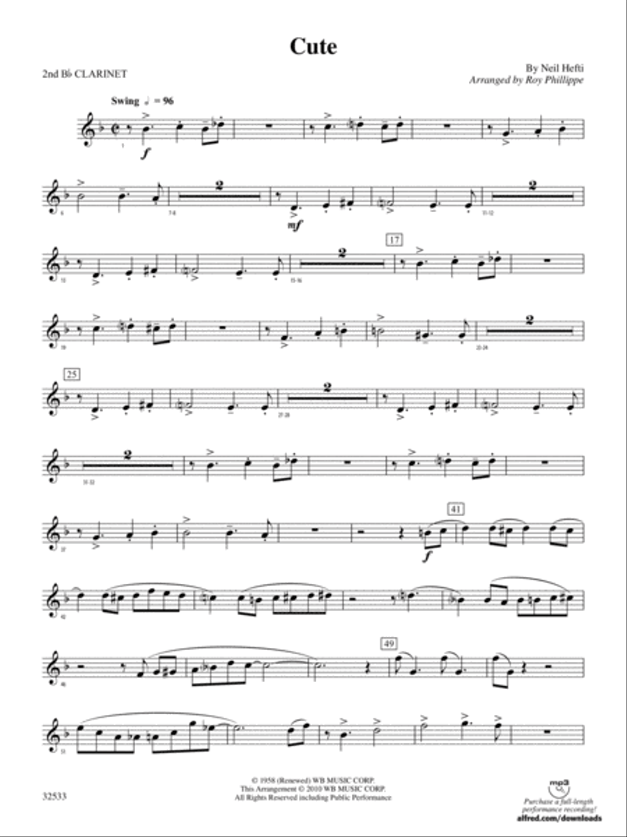 Cute: 2nd B-flat Clarinet Concert Band scores gallery preview page 1