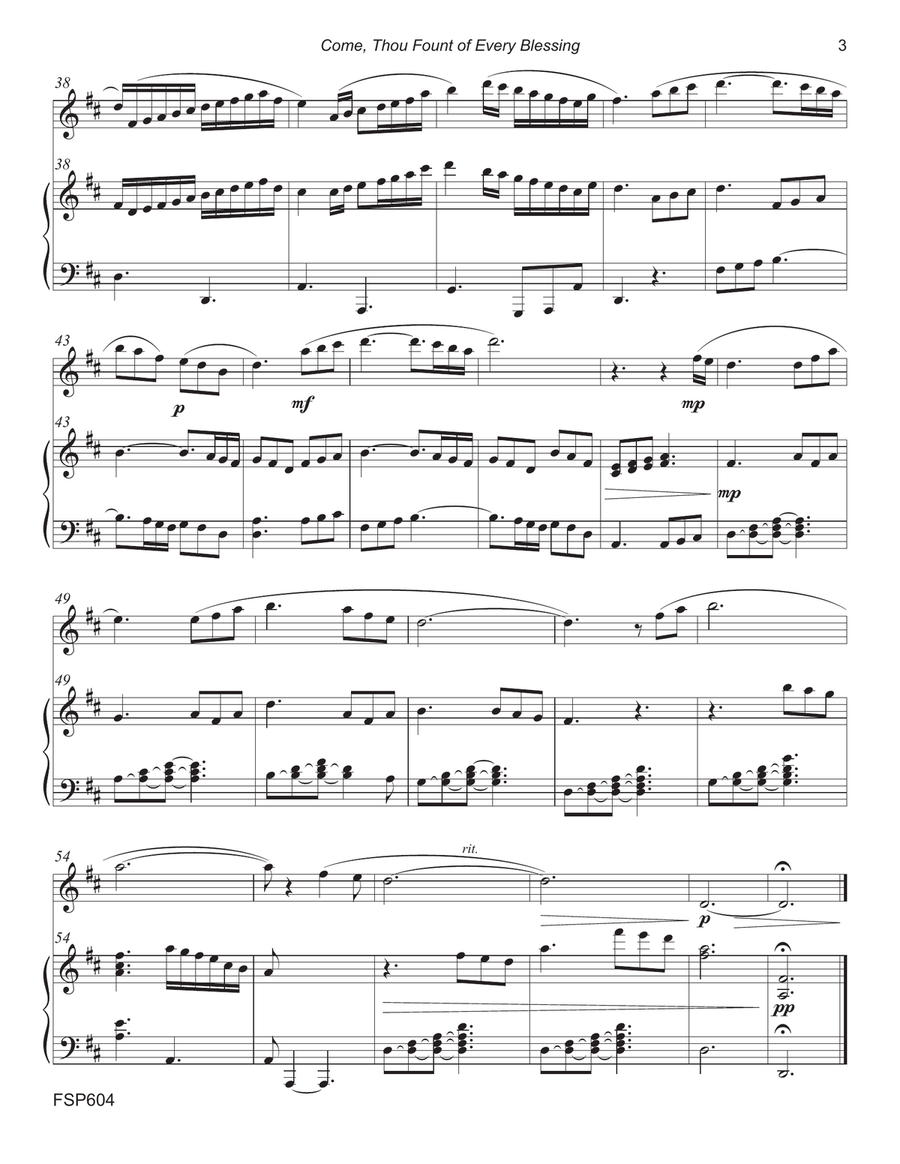 COME THOU FOUNT OF EVERY BLESSING - FLUTE SOLO with Piano Accompaniment Flute Solo scores gallery preview page 3