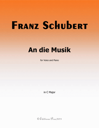 Book cover for An die Musik, by Schubert, in C Major