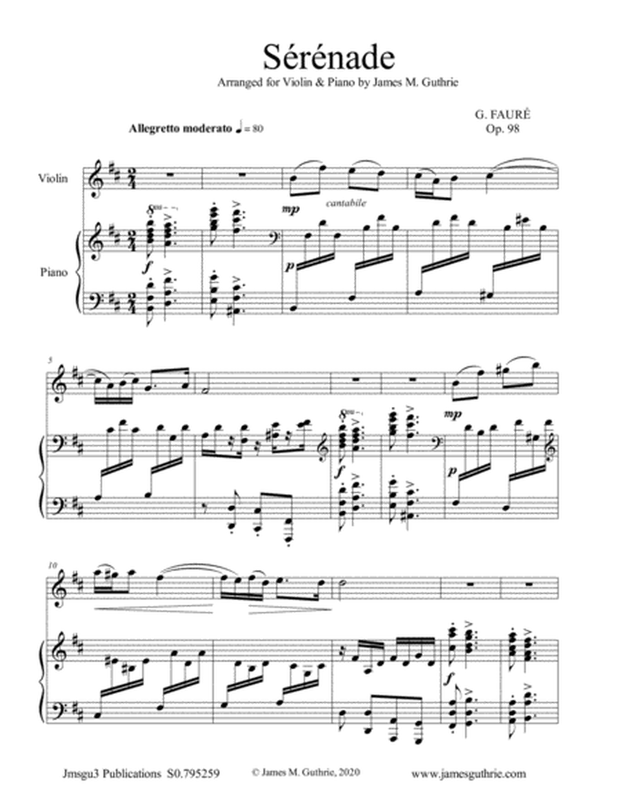 Fauré: Sérénade Op. 98 for Violin & Piano image number null