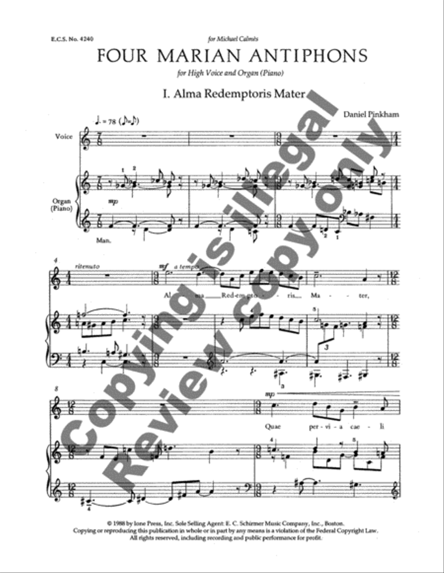 Four Marian Antiphons High Voice scores gallery preview page 8