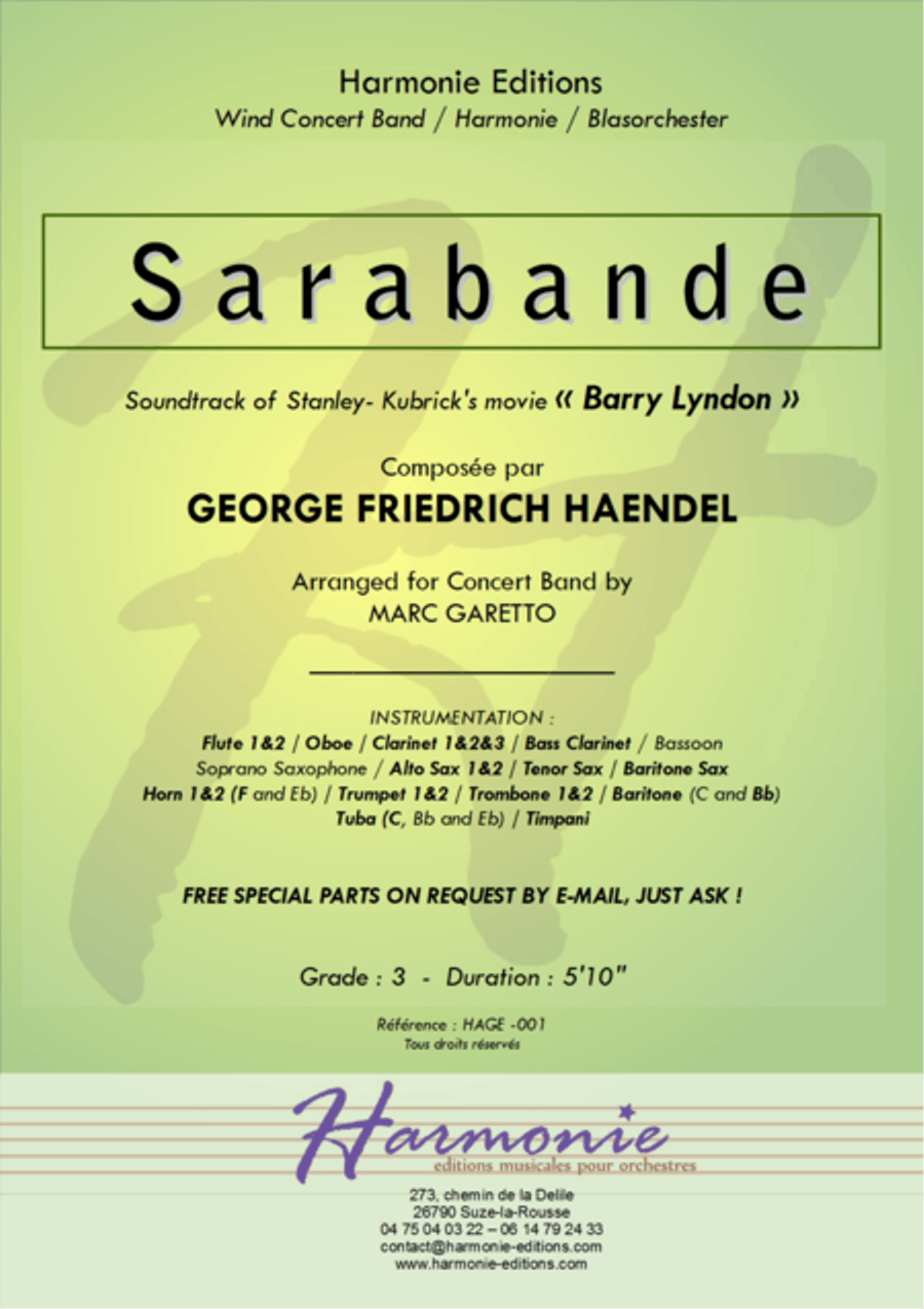 Sarabande & Variations - G.F. Haendel - arranged for Wind Concert Band by Marc Garetto image number null