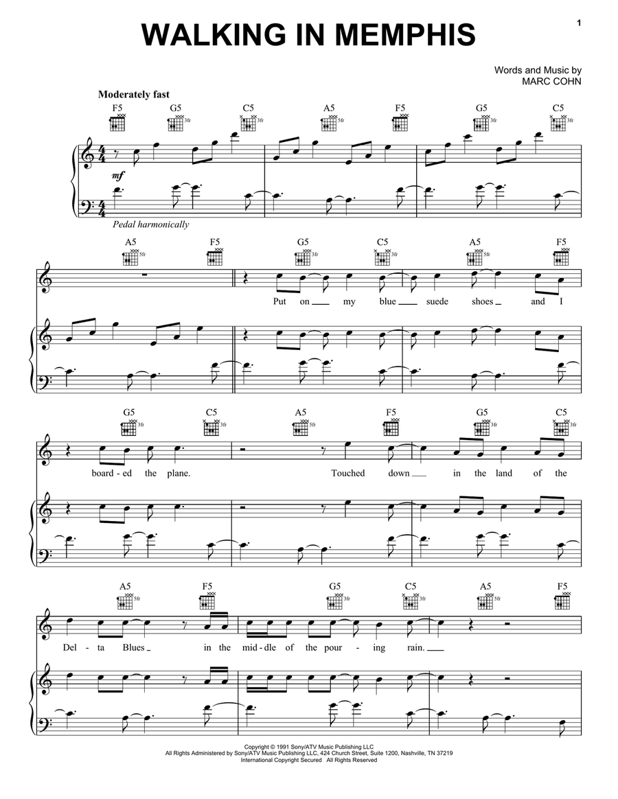 Walking In Memphis Acoustic Guitar scores gallery preview page 1