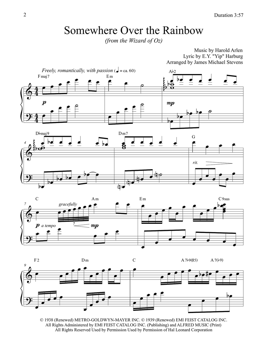 Over The Rainbow (from The Wizard Of Oz) Piano Solo scores gallery preview page 2