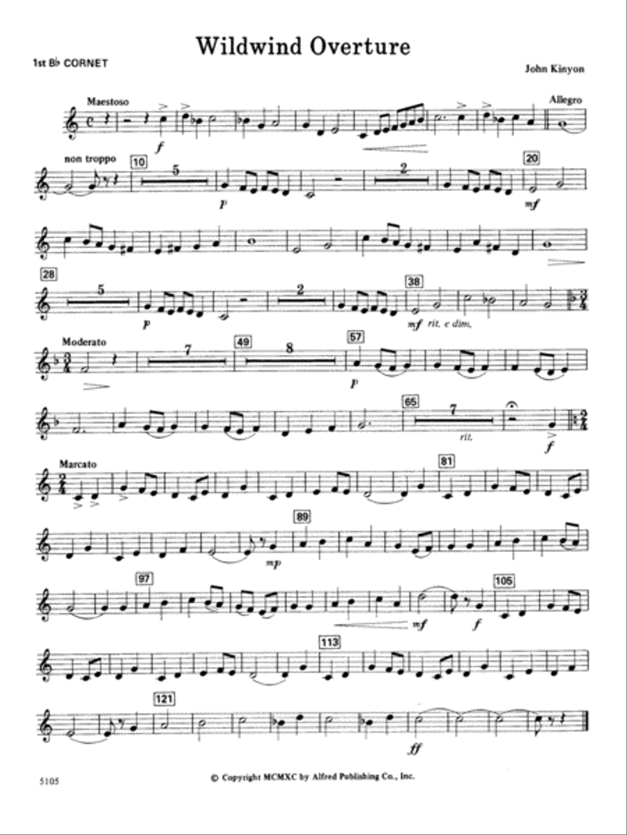 Wildwind Overture: 1st B-flat Cornet Concert Band scores gallery preview page 1