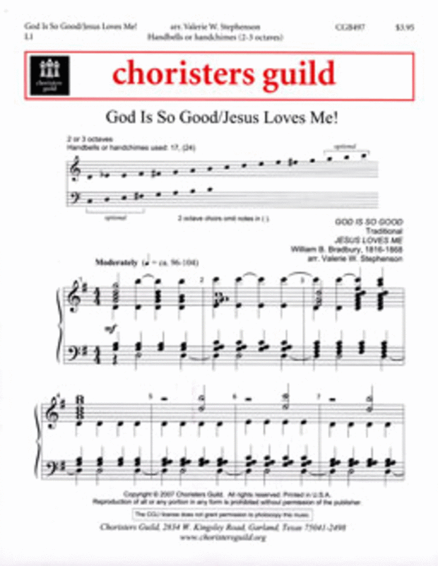 God is So Good Jesus Loves Me Handbell Choir scores gallery preview page 1