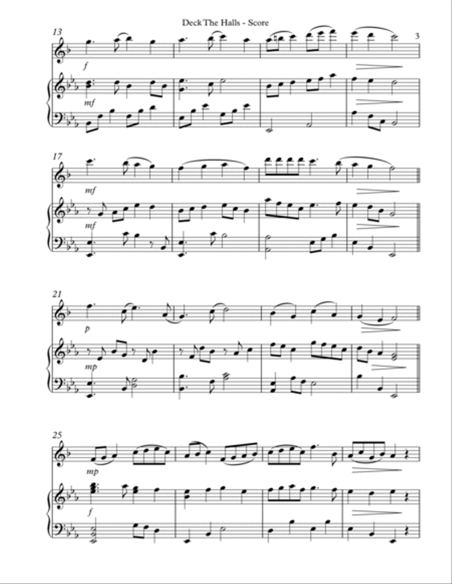 Deck The Halls, Duet for Bb Clarinet and Lever Harp image number null
