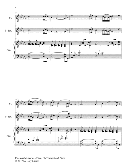 Precious Memories (Trio - Flute, Bb Trumpet & Piano with Score/Part) image number null