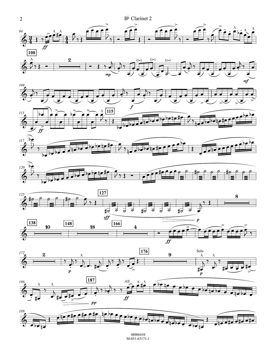 Incantation and Dance - Bb Clarinet 2 Concert Band scores gallery preview page 2