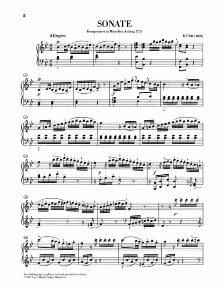Piano Sonata in B-flat Major, K281 (189f) Piano Solo scores gallery preview page 2
