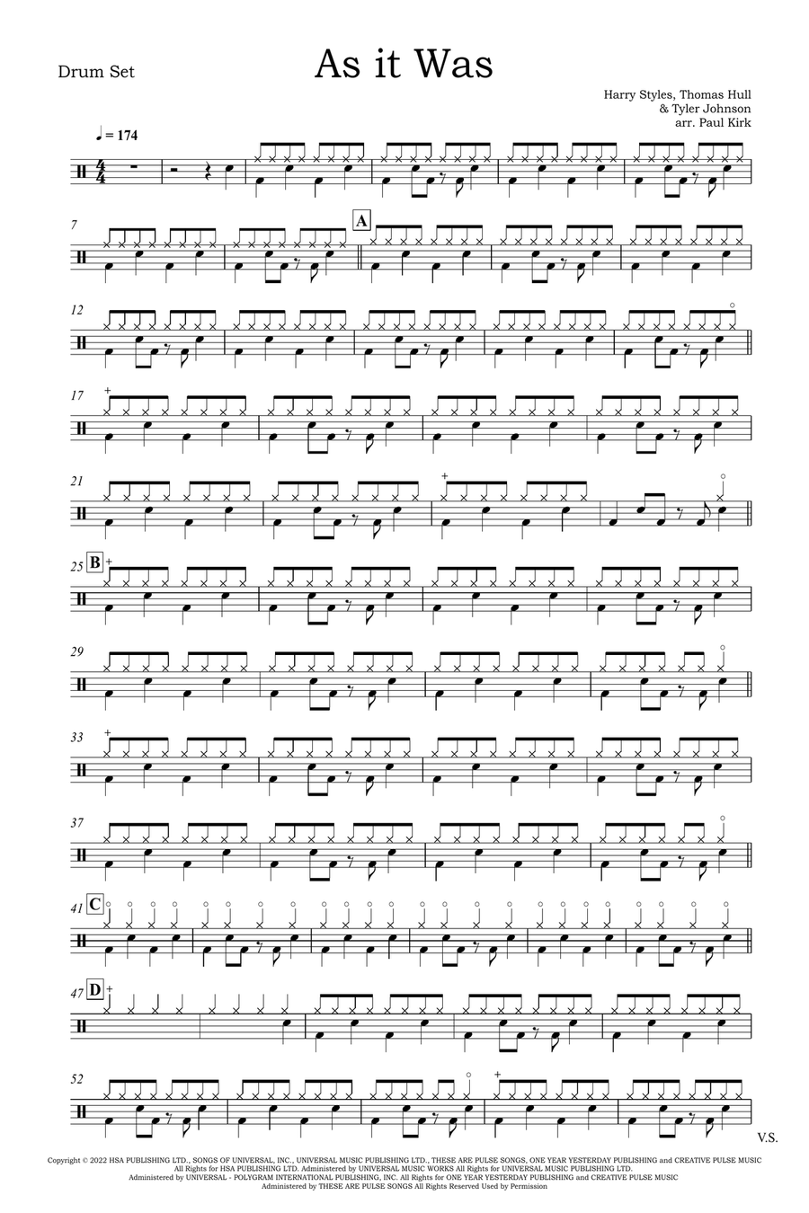 As It Was As It Was Drum Set scores gallery preview page 1