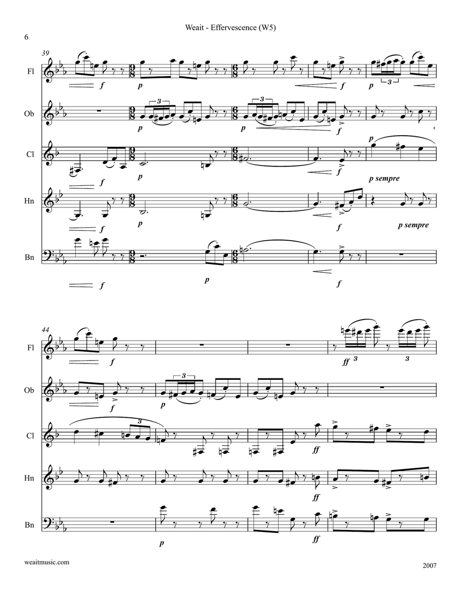 Effervescence for woodwind quintet (2’59) Woodwind Quintet scores gallery preview page 6