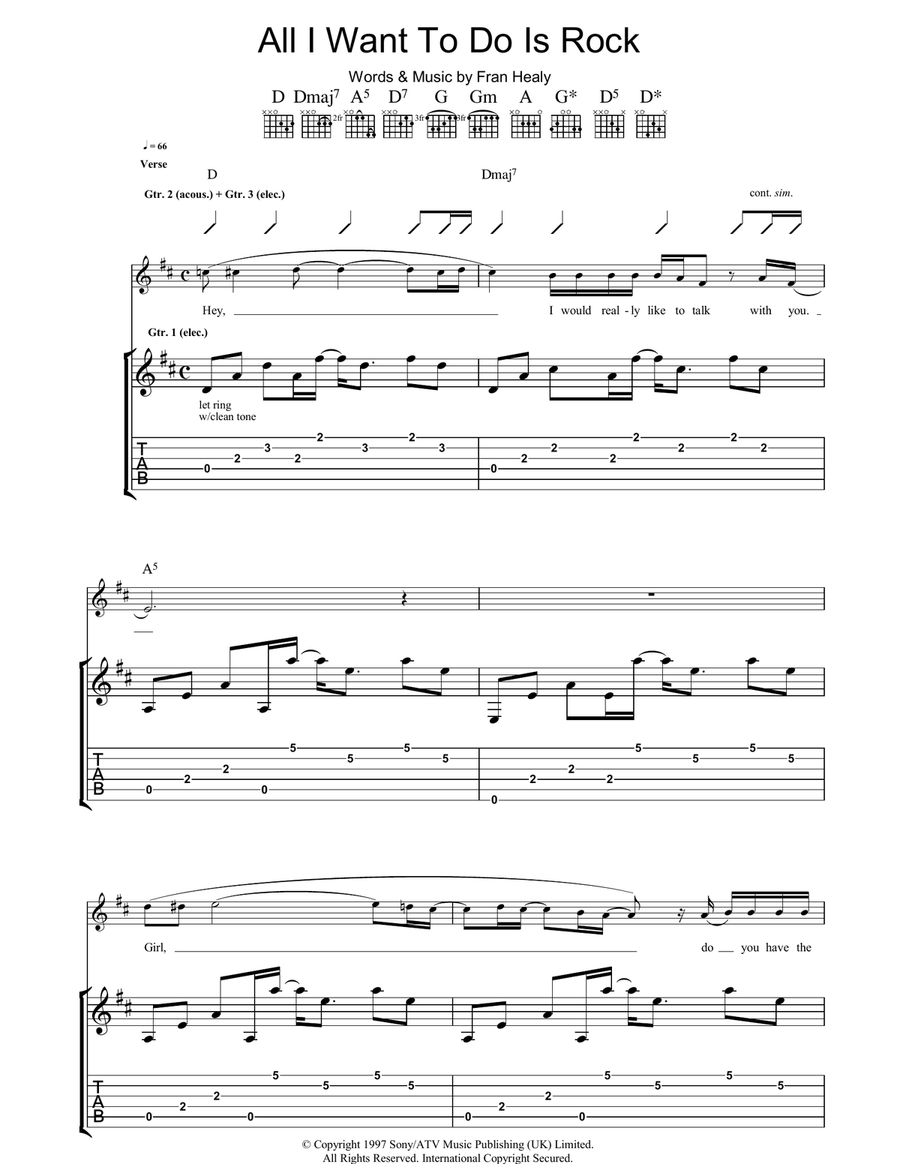 All I Want To Do Is Rock Acoustic Guitar scores gallery preview page 1