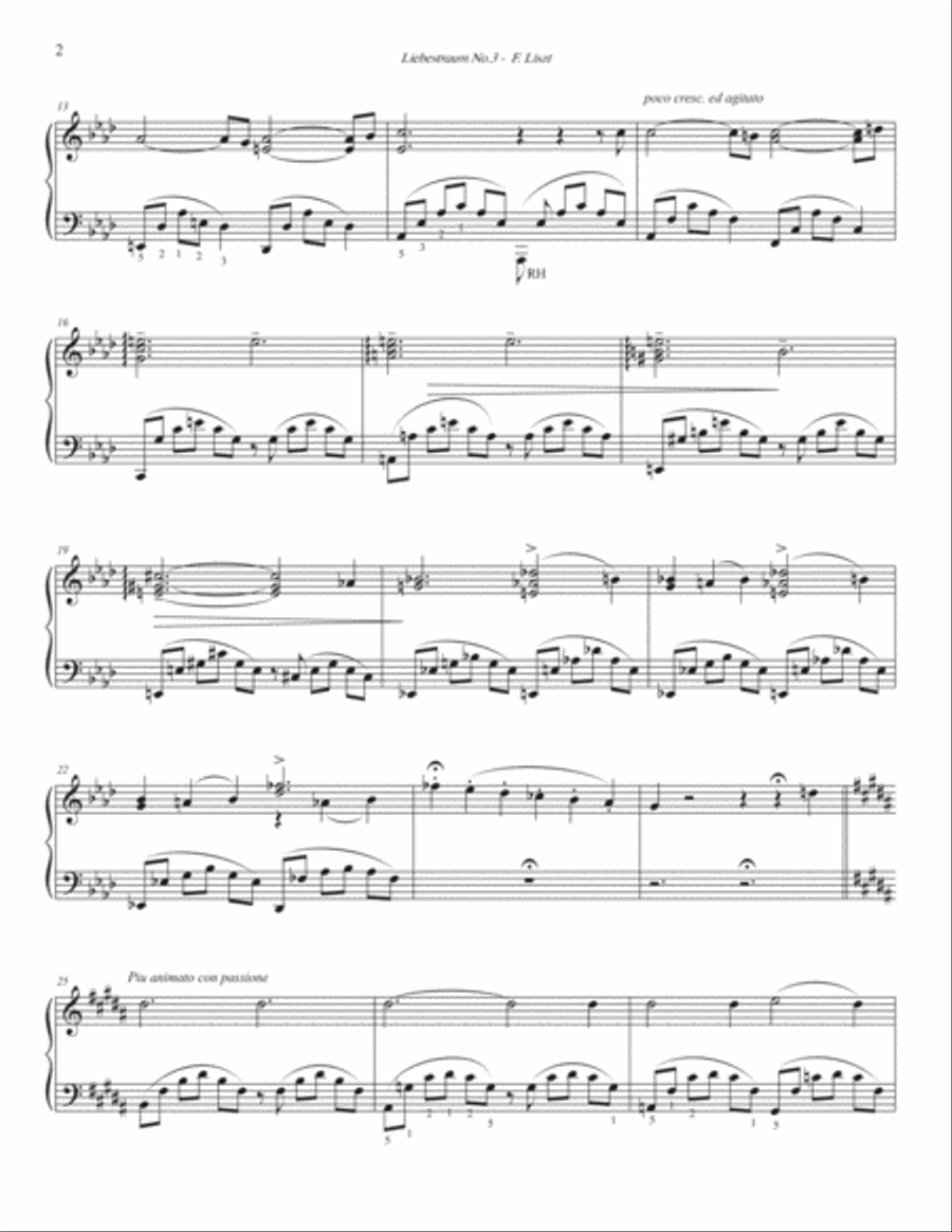 Liebestraum No. 3 (Intermediate Level) Piano Solo scores gallery preview page 2