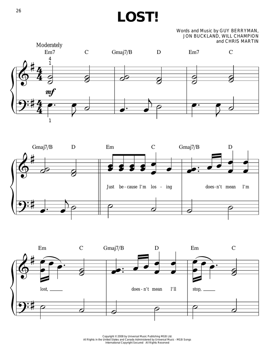 Lost! Lost! Easy Piano scores gallery preview page 1