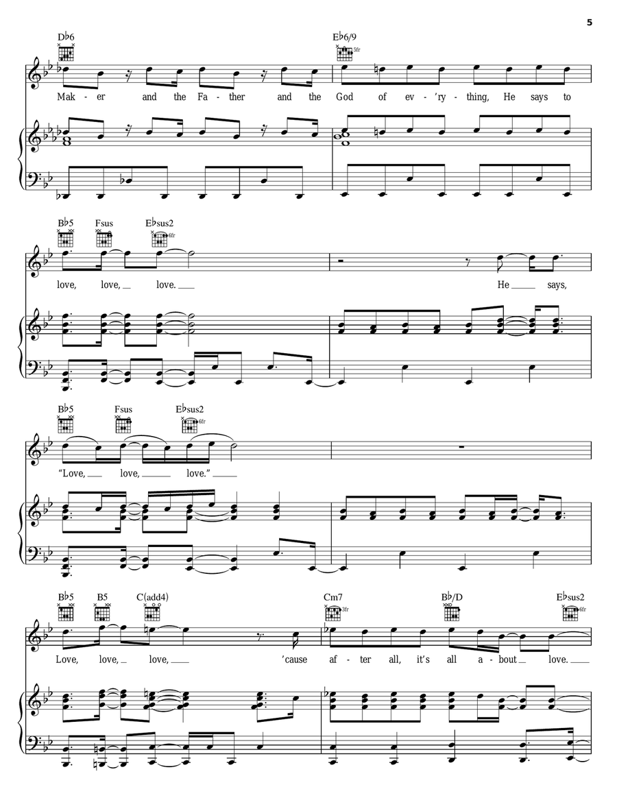 All About Love All About Love Piano, Vocal, Guitar scores gallery preview page 5