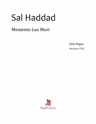 Memento Lux Mori (organ solo) Op. 8