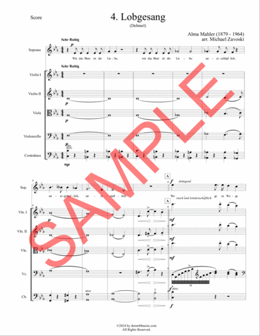 Five Songs 1924 (Fünf Gesänge 1924) String Orchestra scores gallery preview page 5