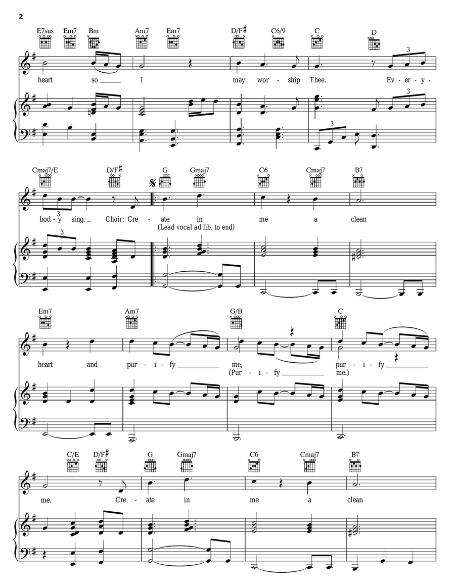Create In Me A Clean Heart Piano, Vocal, Guitar scores gallery preview page 2