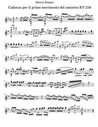 Book cover for Cadenzas for Mozart's Violin Concerto KV 216