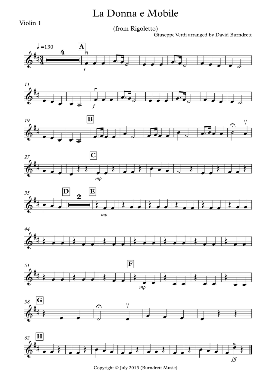 La Donna e Mobile (from Rigoletto) for String Quartet String Quartet scores gallery preview page 3