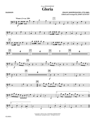 Gloria (from Heiligmesse) (arr. John Leavitt) - Bassoon
