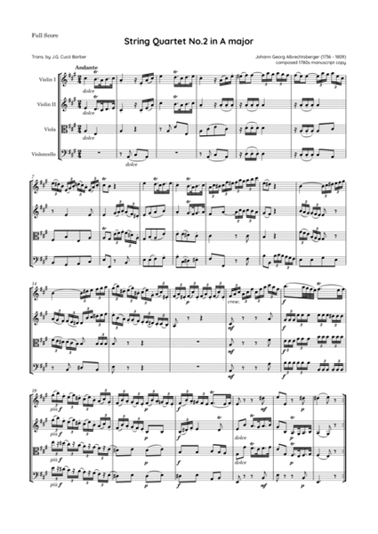 Albrechtsberger - String Quartet No.2 in A major