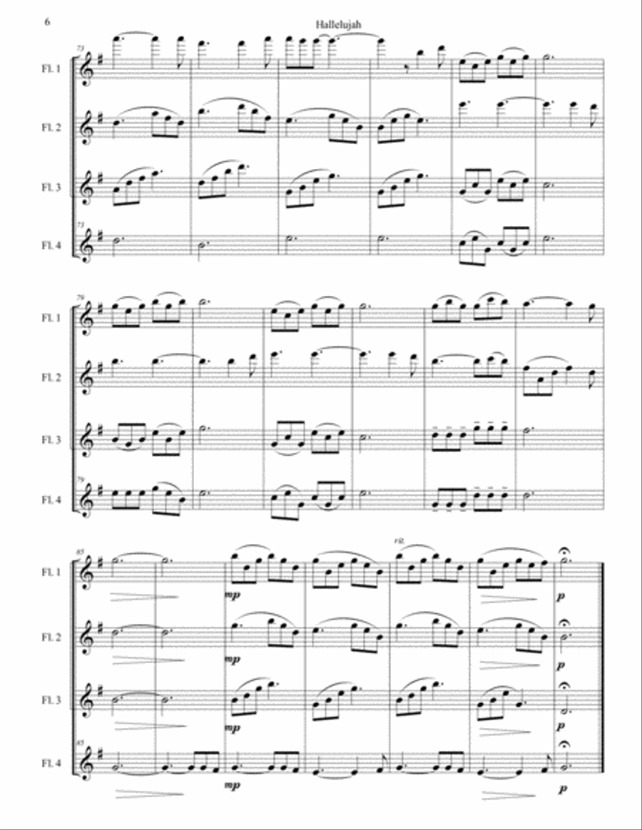 Hallelujah Woodwind Quartet scores gallery preview page 6