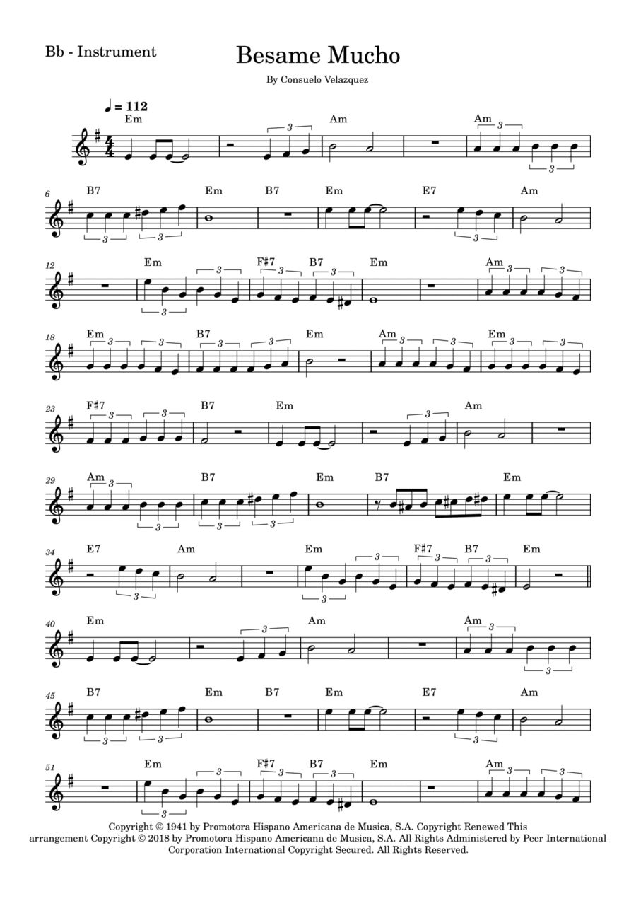 Bésame Mucho Tenor Saxophone scores gallery preview page 1