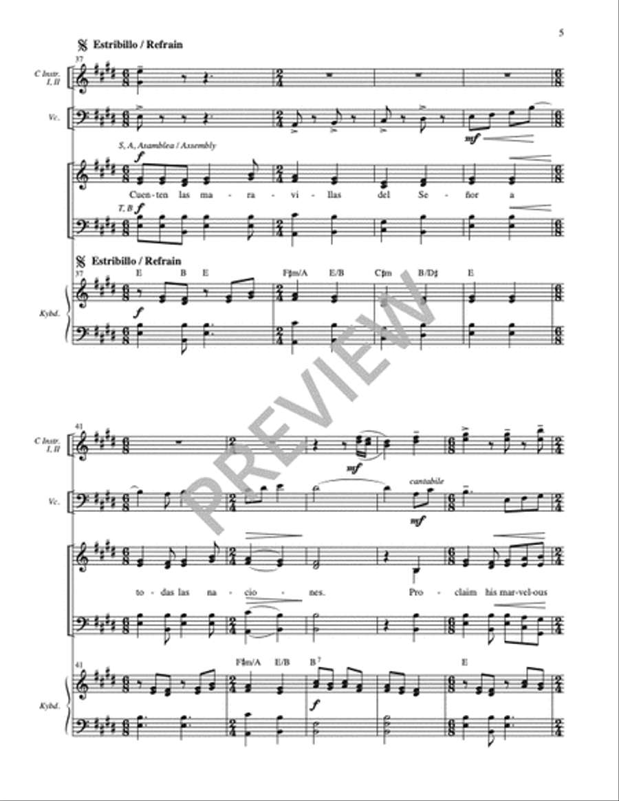 Cuenten las Maravillas del Señor / Proclaim His Marvelous Deeds - Full Score and Parts Cello scores gallery preview page 6