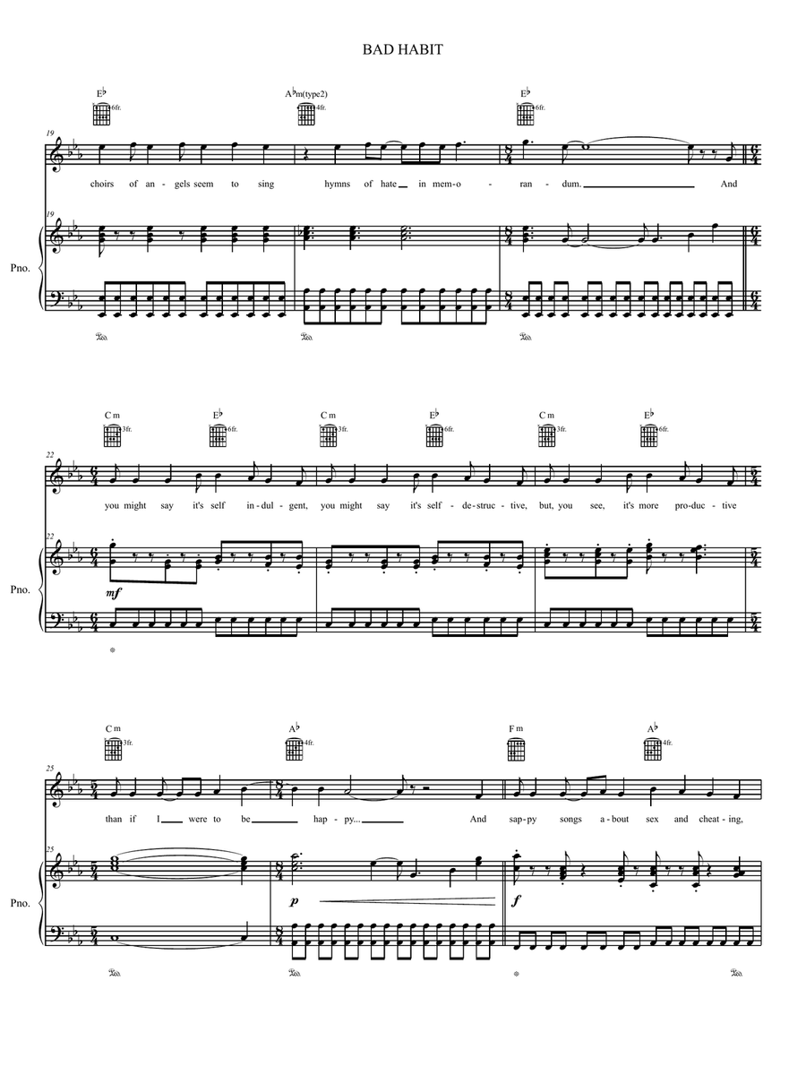 Bad Habit Piano, Vocal, Guitar scores gallery preview page 3