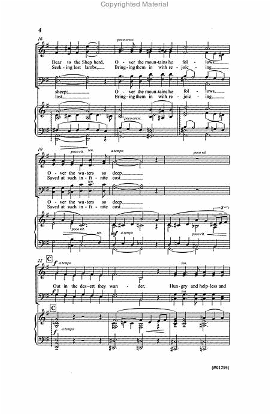 Dear to the Heart of the Shepherd - SATB image number null