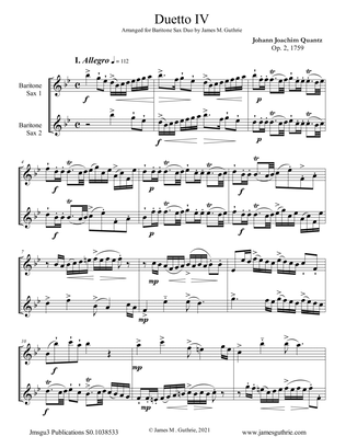 Quantz: Duetto Op. 2 No. 4 for Baritone Sax Duo