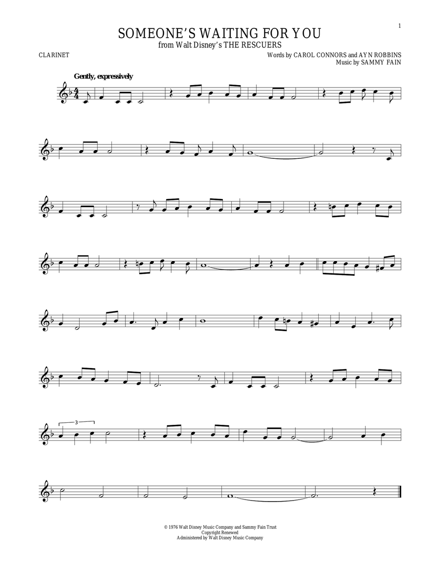 Someone's Waiting For You Clarinet Solo scores gallery preview page 1