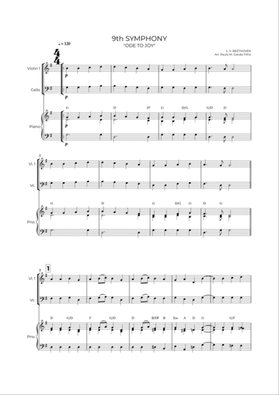 9th SYMPHONY - STRING PIANO TRIO (VIOLIN, CELLO & PIANO) Piano Trio scores gallery preview page 2