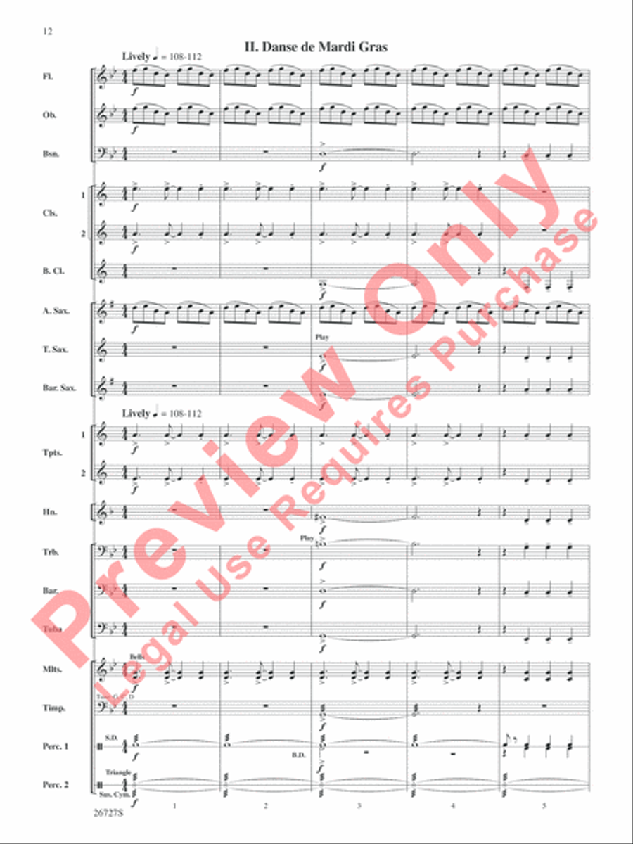 Evangeline: Two Cajun Songs Concert Band scores gallery preview page 13