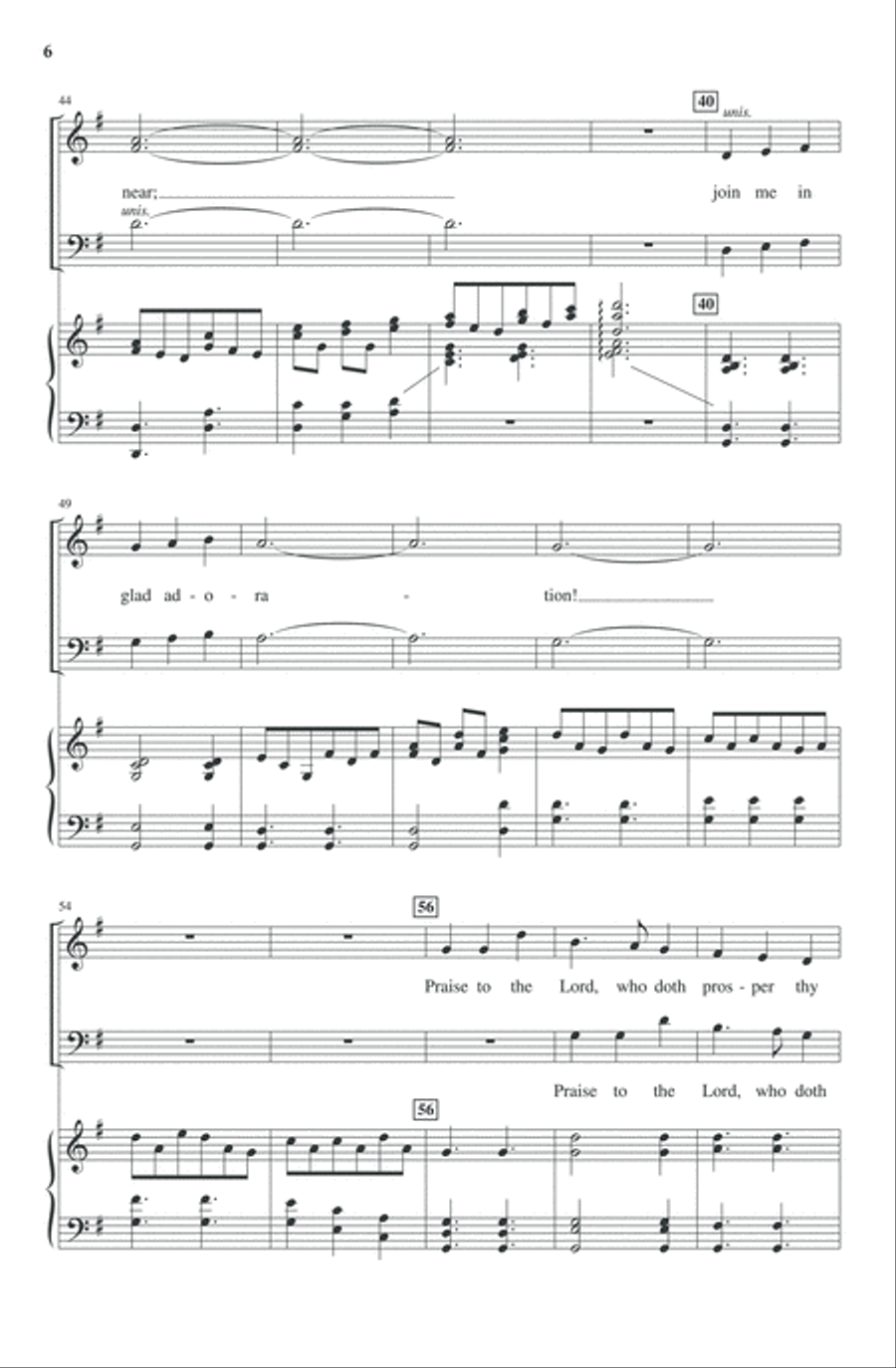 Praise to the Lord, the Almighty 4-Part scores gallery preview page 6