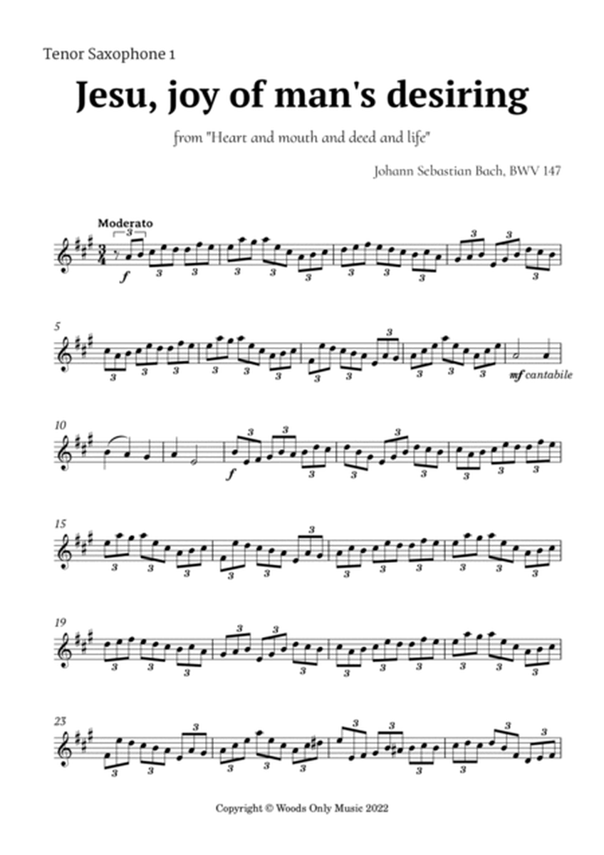 Jesu, joy of man's desiring by Bach for Tenor Sax Quartet image number null