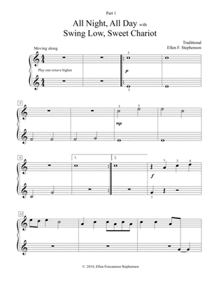 Book cover for All Night, All Day with Swing Low, Sweet Chariot (piano trio)