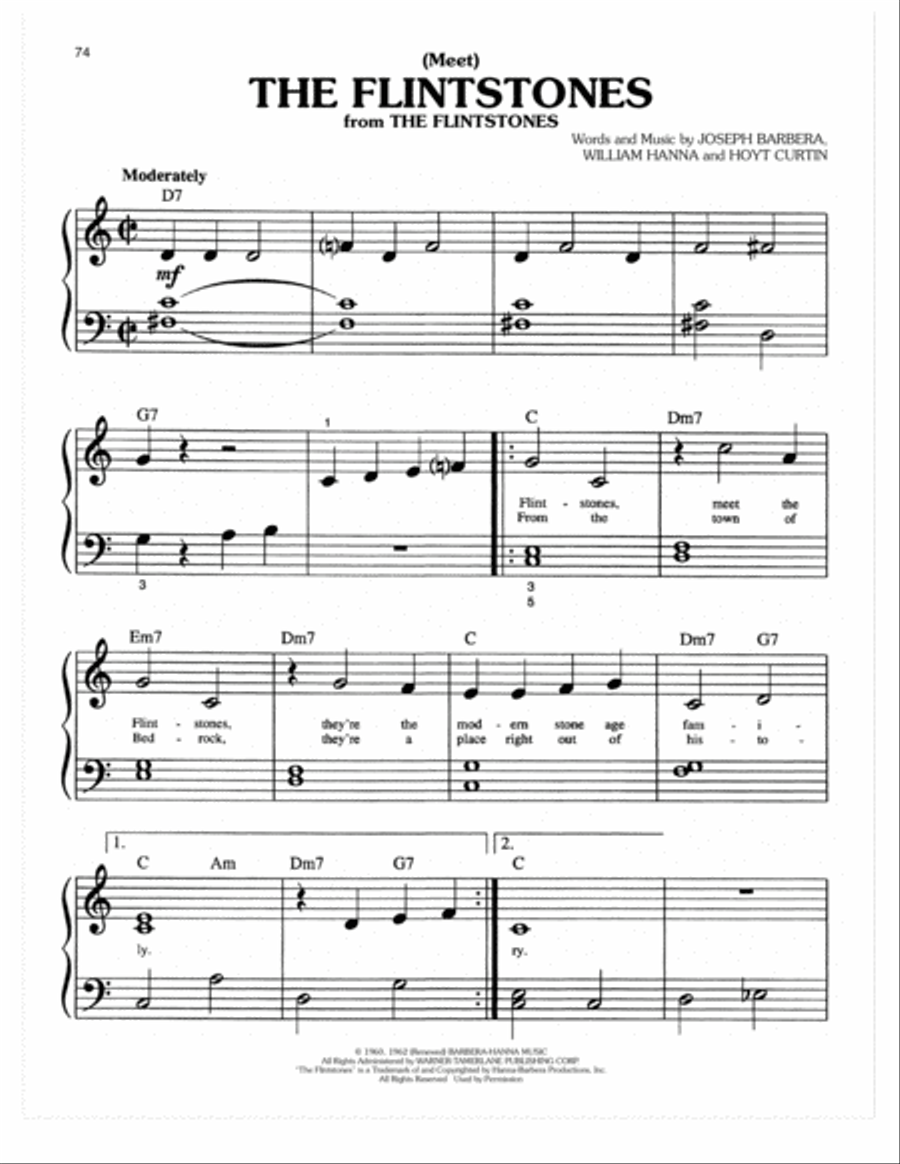 (Meet) The Flintstones Easy Piano scores gallery preview page 1