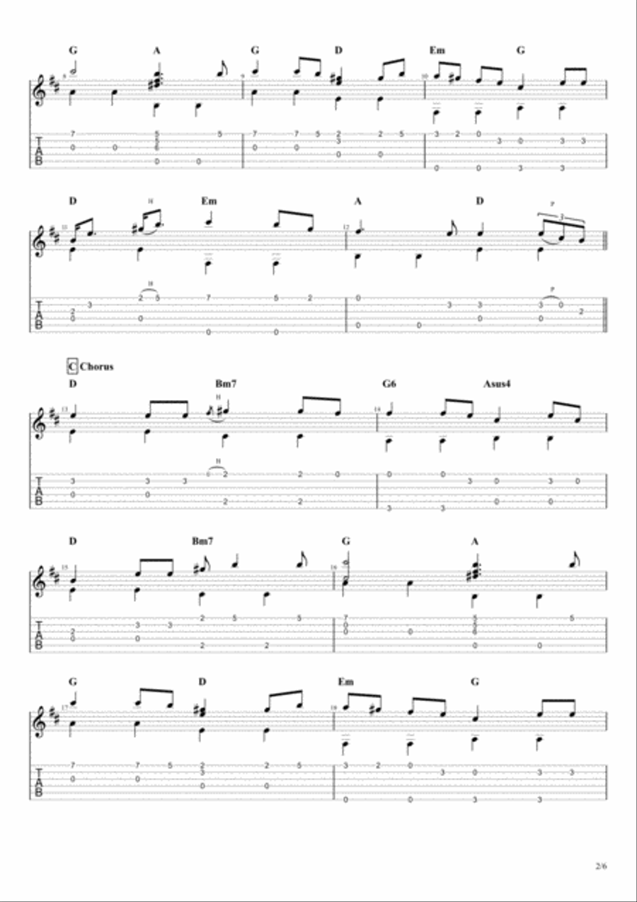 Loch Lomond, for solo fingerstyle guitar image number null