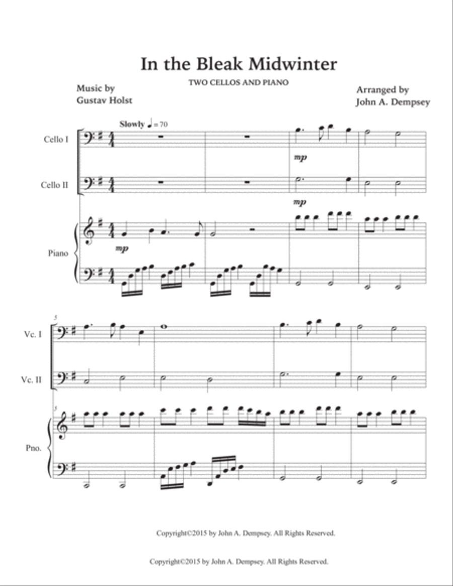 In the Bleak Midwinter (Trio for Two Cellos and Piano) String Duet scores gallery preview page 5