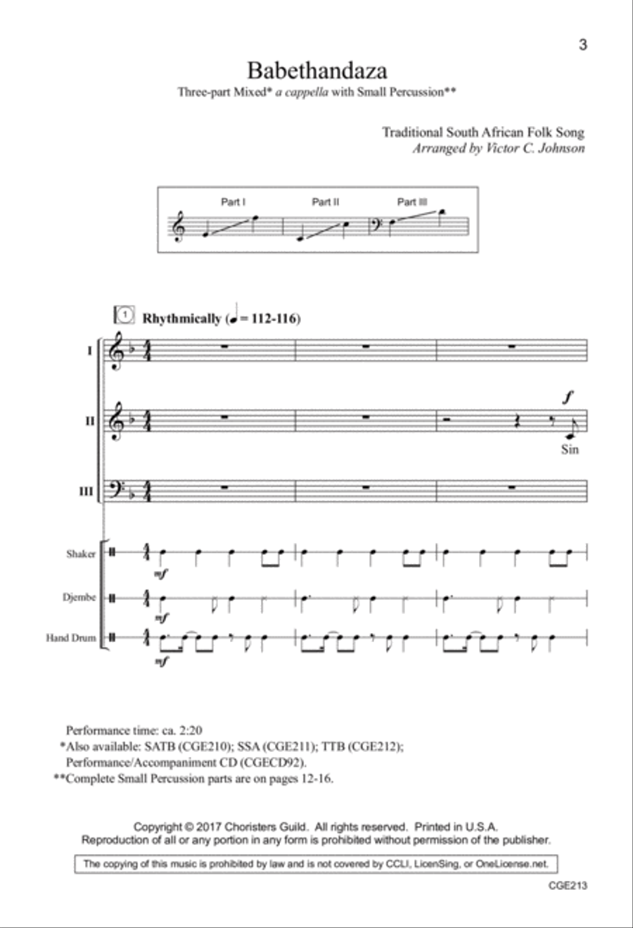Babethandaza (Three-part Mixed) 3-Part scores gallery preview page 2