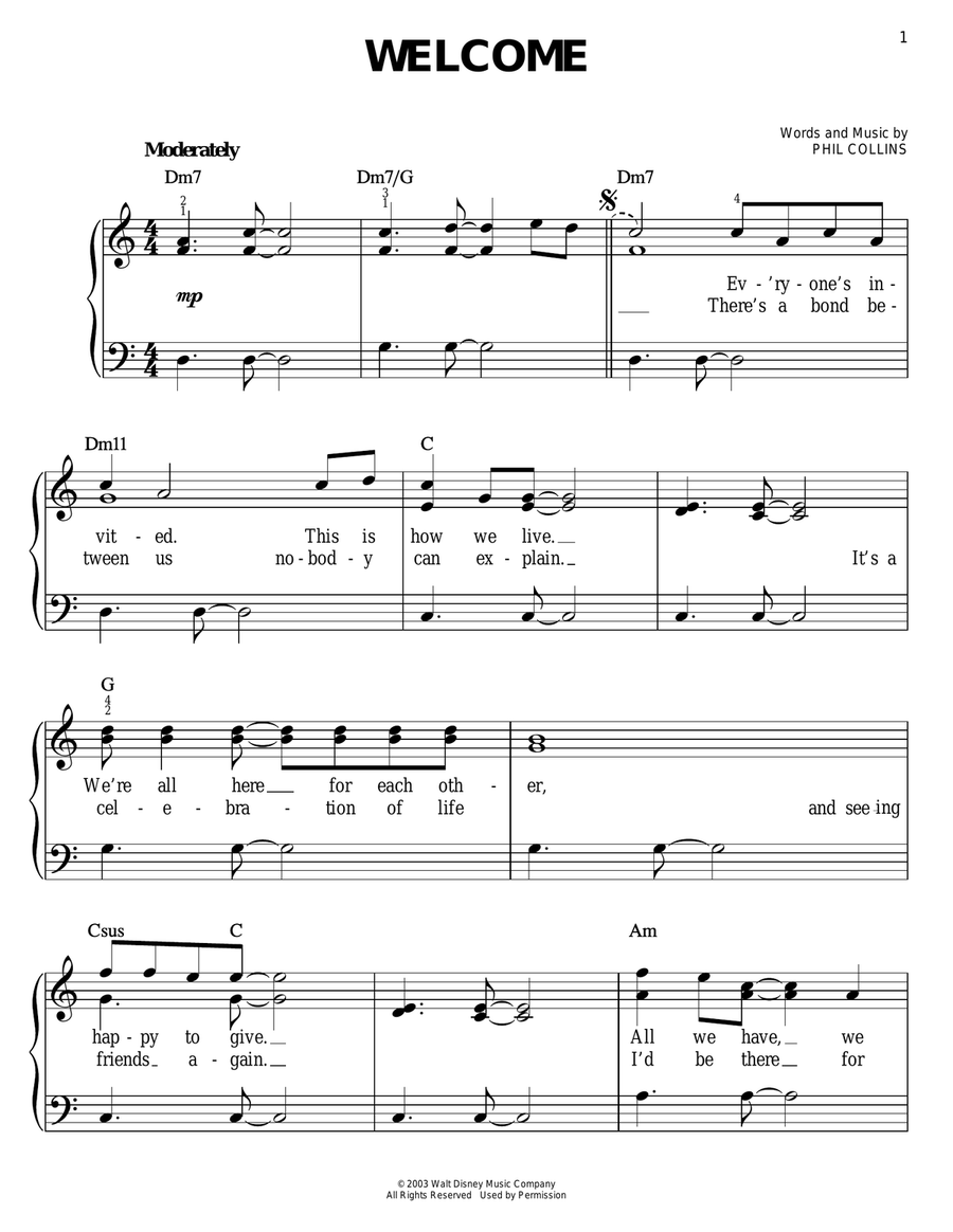 Welcome Easy Piano scores gallery preview page 1
