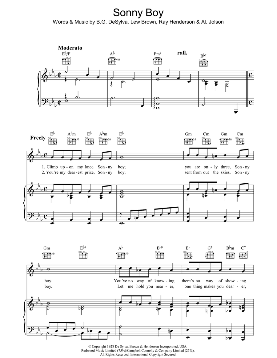 Sonny Boy Piano, Vocal, Guitar scores gallery preview page 1